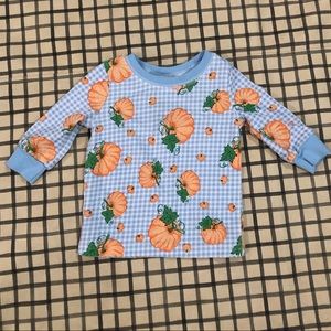 Classic Whimsy Blue Gingham Pumpkin Pajama Top